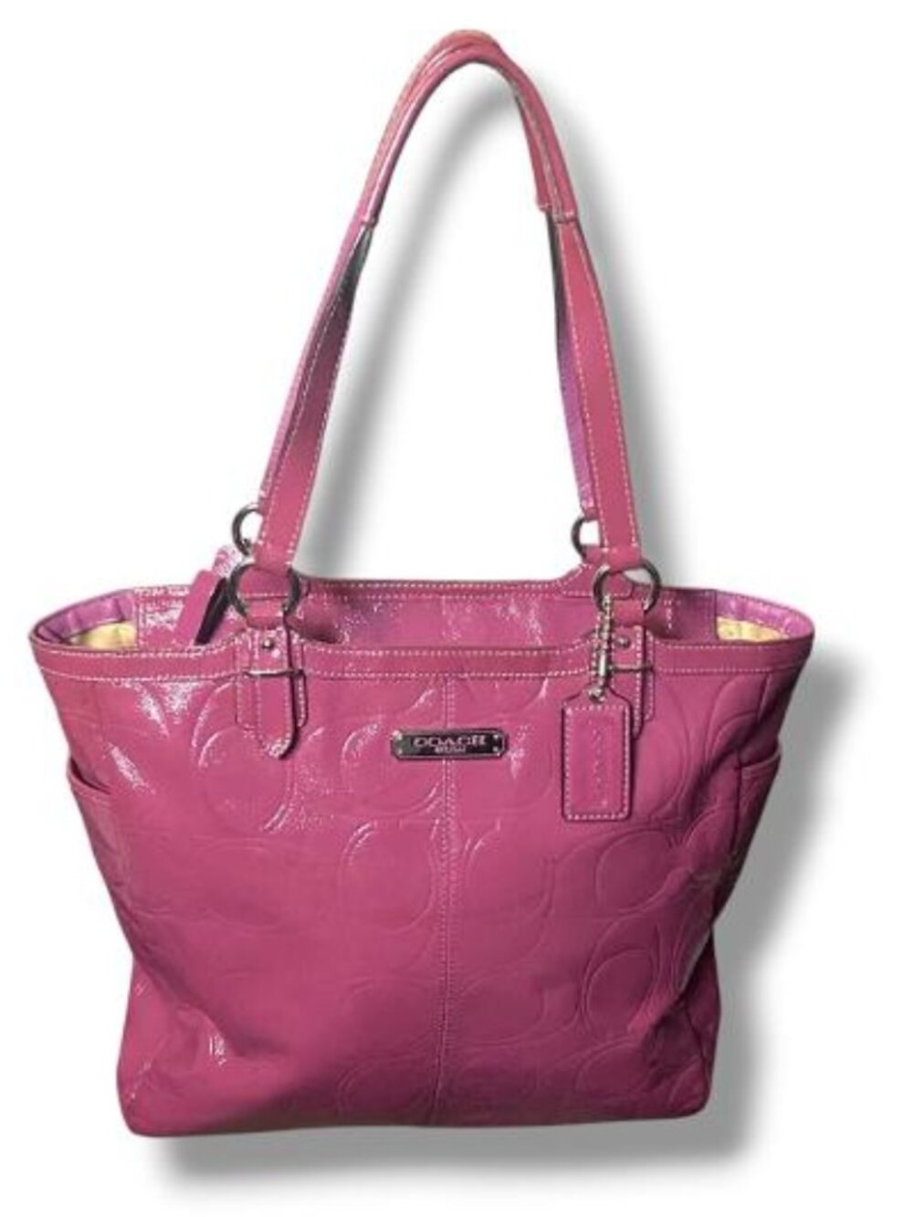 COACH - F19818 Rose Patent Leather Large Monogram Tote Double Handles MSRP $398